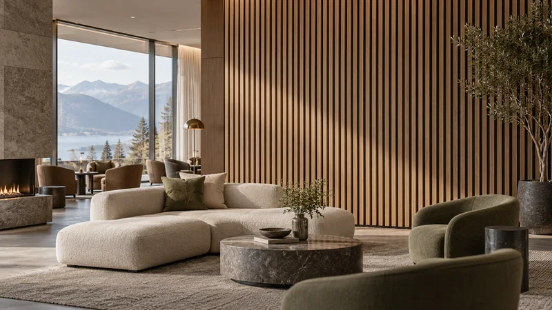 Wood Slat Wall Panels for Hotel Lounges