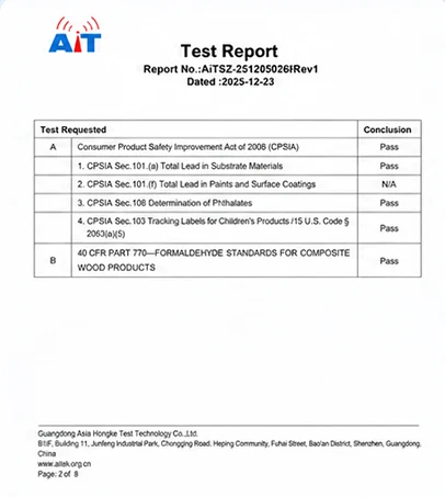 CPSIA & Formaldehyde Tests Passed