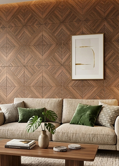 Wood Grain Triangle UV Printed Acoustic Panel