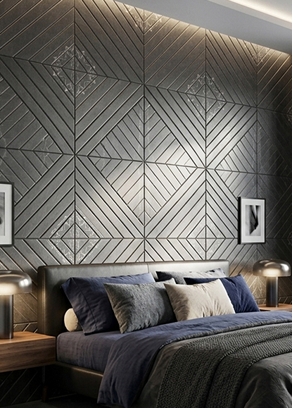 Deep Stone Pattern Triangle UV Printed Sound-Absorbing Panel